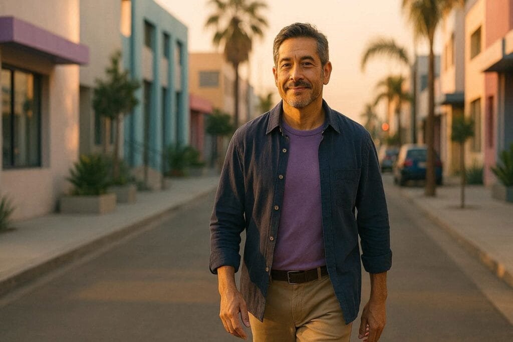 Adulto caminando en una calle tranquila, imagen asociada a dar el paso para agendar valoración inicial.